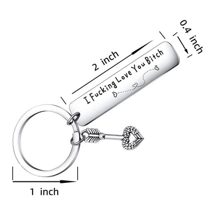 Best Friend Keychain for Women, Stainless Steel Key Chain Engrave I Fking Love You Bith Birthday Christmas Friendship Gift for Bestie Best Friends Female Bff