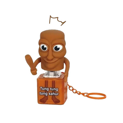 Tung Tung Tung Sahur 10 Realistic Sound Replaceable Battery Keychain Toy - Tralalero Tralala Viral Voice Toy, Meme Press Button Keyboard Fidget Toy Gift for Kids Adults