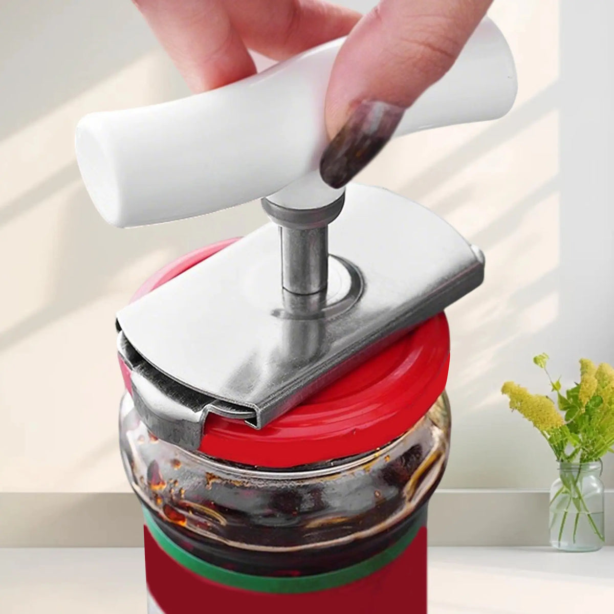 2 Count White Green Jar Opener Kit – Stainless Steel Lid Opener for Arthritic Hands Works on Small Medium Cans