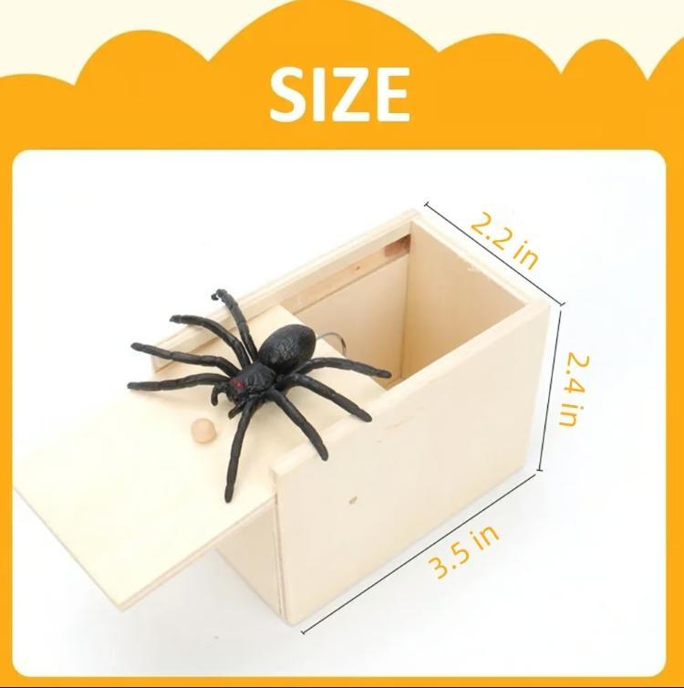 Original Spider Prank Box - Wooden Jump Scare Gag Gift for Adults, Valentine's day, April Fools & Halloween Pranks Kit, Funny Birthday Surprise Toy with Realistic Spider (Best Practical Joke for Men, Teens, Office)