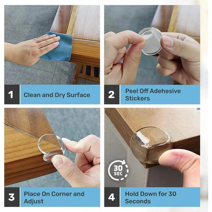16 Pack Table Corner Protectors For Bump Safety Clear Transparent Flexible Adhesive Protection.