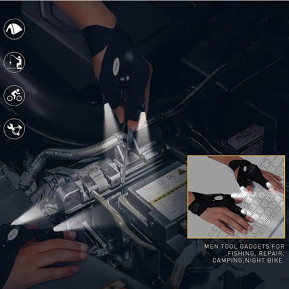 Linterna de guante LED, guantes de pesca luminosos, guantes de luces de dedo para iluminación de mantenimiento de emergencia