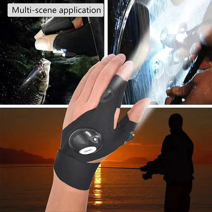 Linterna de guante LED, guantes de pesca luminosos, guantes de luces de dedo para iluminación de mantenimiento de emergencia